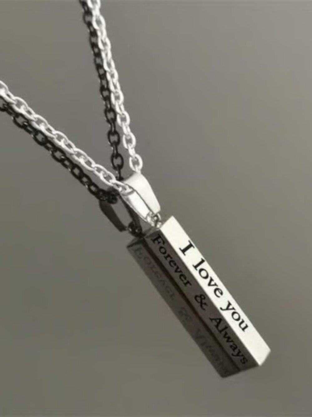 Stainless Steel Engraved Wishing Necklace